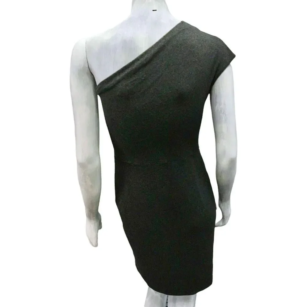 Andrea Behar Boston Proper Womens Dress Gray One-Shoulder Ruched Tulip Mini 4